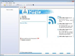 HTML editor Yugie main screen