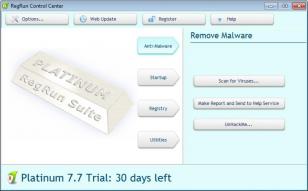 RegRun Security Suite Platinum main screen