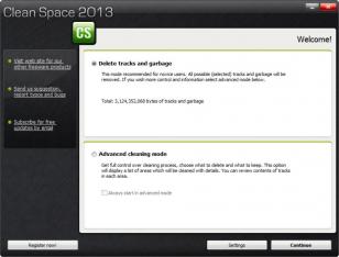 Clean Space 2013 main screen