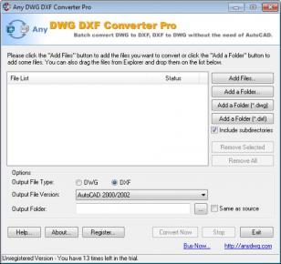 Any DWG DXF Converter Pro main screen