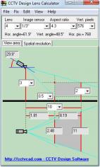 CCTV Design Lens Calculator main screen