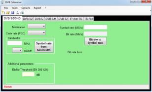 DVB Calculator main screen