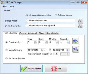 EXIF Date Changer main screen