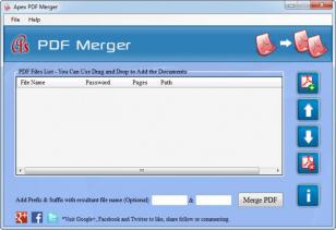 Apex PDF Merger main screen