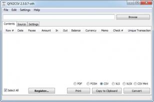 QFX2CSV main screen