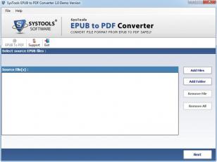 SysTools EPUB to PDF Converter main screen