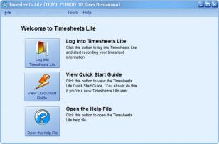 Timesheets Lite main screen