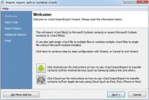 vCard ImportExport main screen