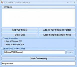 VCF To PDF Converter main screen