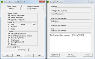 History Sweeper main screen