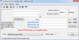 Envelope Printer Standard main screen