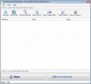 Excel Document Details Editor main screen
