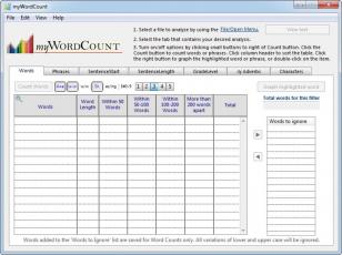 myWordCount main screen