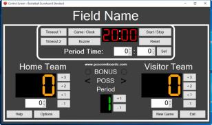 Basketball Scoreboard Standard main screen