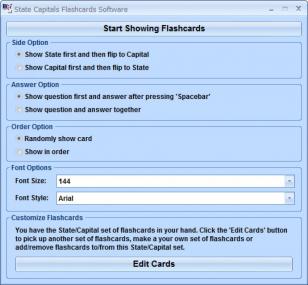 State Capitals Flashcards main screen