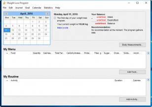 Weight Loss Program main screen