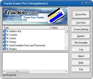 Tracks Eraser Pro main screen