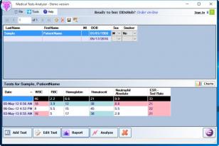 Medical Tests Analyzer main screen