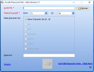 Accdb Password Get Idiot Version main screen