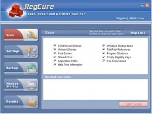 ParetoLogic RegCure main screen