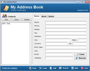 Address Book main screen