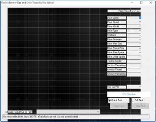 Flash Memory Tester main screen