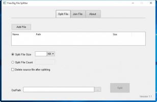 Free Big File Splitter main screen