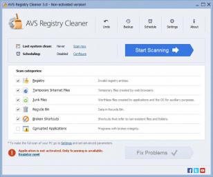 AVS Registry Cleaner main screen