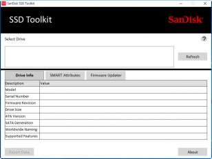 SanDisk SSD Toolkit main screen