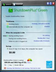 Shutdownplus Green main screen