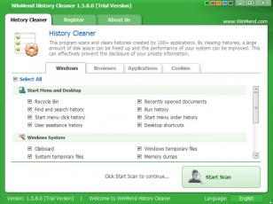 WinMend History Cleaner main screen