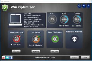 WinOptimizer main screen