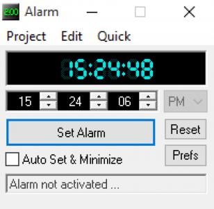 Alarm main screen