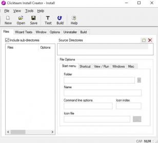 Clickteam Install Creator main screen