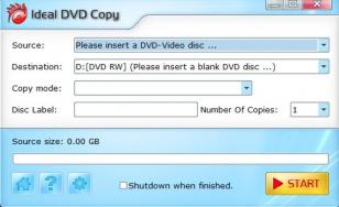 Ideal DVD Copy main screen