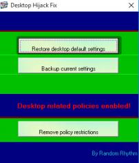 Desktop Hijack Fix main screen