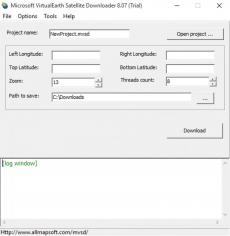 Microsoft VirtualEarth Satellite Downloader main screen