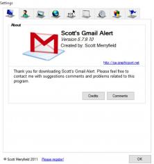 Scott's Gmail Alert main screen