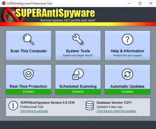 SUPERAntiSpyware Professional main screen