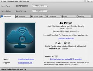 Air Playit main screen