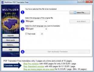 Multilizer PDF Translator main screen