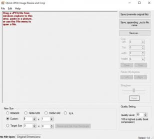 QUick JPEG Image Resize and Crop main screen