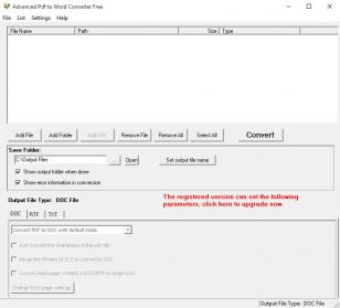 Advanced Pdf to Word Converter Free main screen