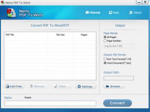 Nemo PDF To Word main screen