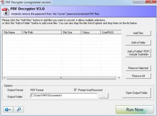 PDF Decrypter main screen