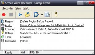 Screen Video Recorder main screen