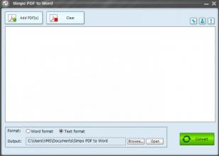 Simpo PDF to Word main screen