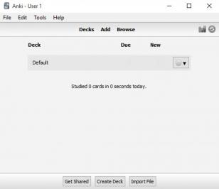 Anki main screen