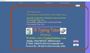JR Hindi English Typing Tutor main screen