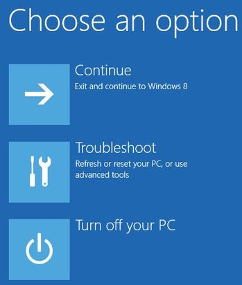 Screen of Choose an Option